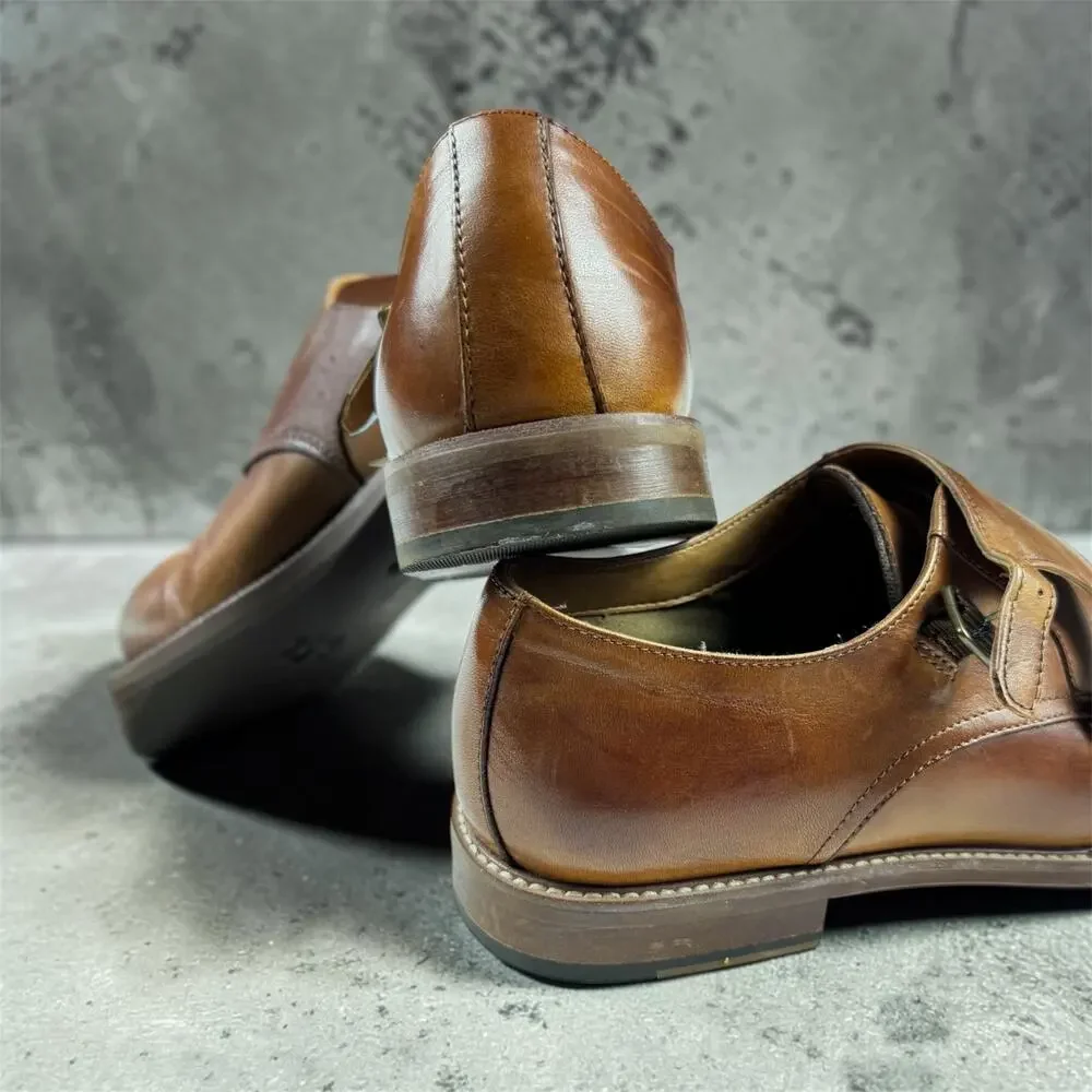 ALDO LOLLER Brown Faux Leather Double Monk Strap Round Toe Dress Shoes US 12
